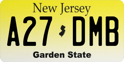NJ license plate A27DMB
