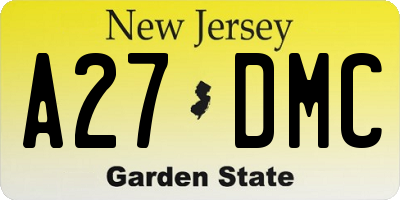NJ license plate A27DMC