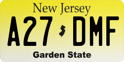 NJ license plate A27DMF