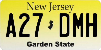NJ license plate A27DMH