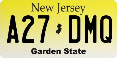 NJ license plate A27DMQ
