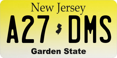 NJ license plate A27DMS