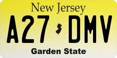 NJ license plate A27DMV