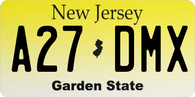 NJ license plate A27DMX