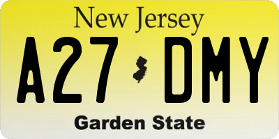 NJ license plate A27DMY