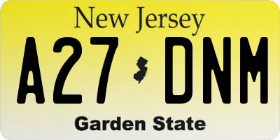 NJ license plate A27DNM