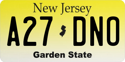 NJ license plate A27DNO