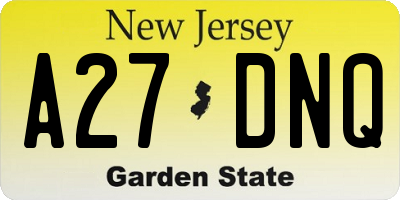 NJ license plate A27DNQ