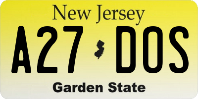 NJ license plate A27DOS