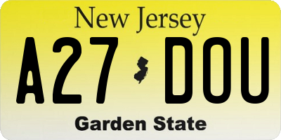 NJ license plate A27DOU