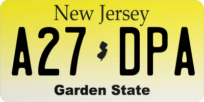 NJ license plate A27DPA
