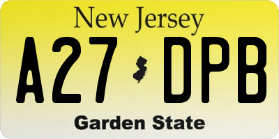 NJ license plate A27DPB