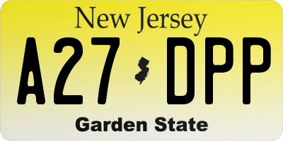 NJ license plate A27DPP