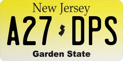 NJ license plate A27DPS