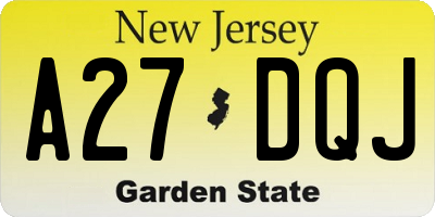 NJ license plate A27DQJ