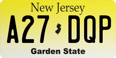 NJ license plate A27DQP