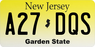 NJ license plate A27DQS