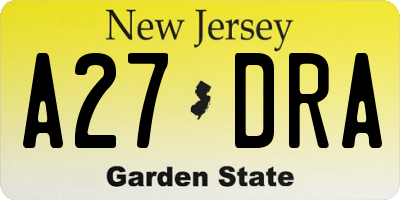 NJ license plate A27DRA
