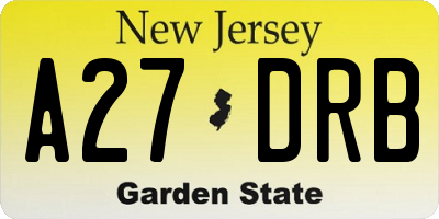 NJ license plate A27DRB
