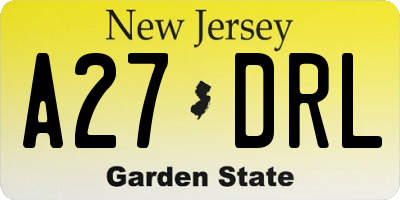 NJ license plate A27DRL