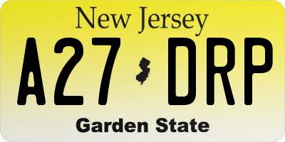 NJ license plate A27DRP