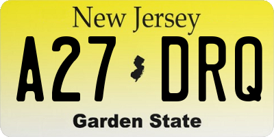 NJ license plate A27DRQ