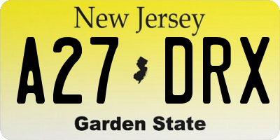NJ license plate A27DRX