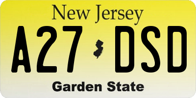 NJ license plate A27DSD