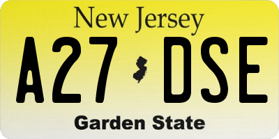 NJ license plate A27DSE