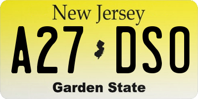 NJ license plate A27DSO