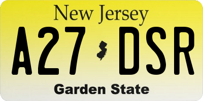 NJ license plate A27DSR