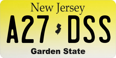 NJ license plate A27DSS