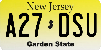 NJ license plate A27DSU