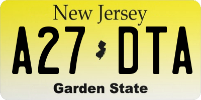 NJ license plate A27DTA