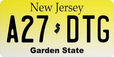 NJ license plate A27DTG