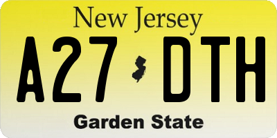 NJ license plate A27DTH