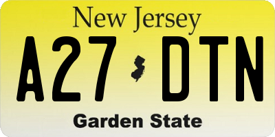 NJ license plate A27DTN