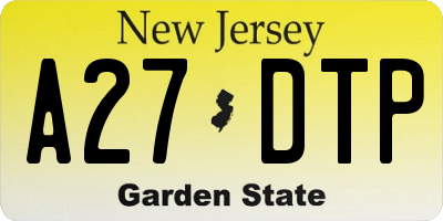 NJ license plate A27DTP
