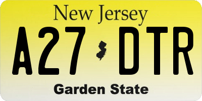 NJ license plate A27DTR