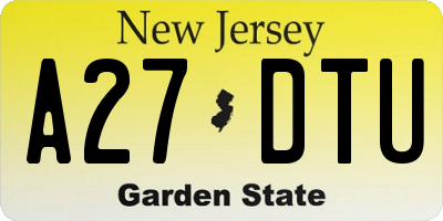 NJ license plate A27DTU
