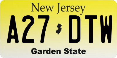 NJ license plate A27DTW
