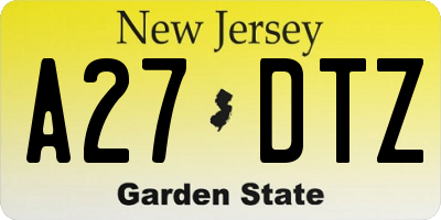 NJ license plate A27DTZ