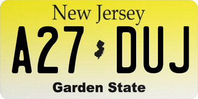 NJ license plate A27DUJ