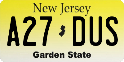 NJ license plate A27DUS