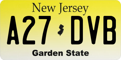 NJ license plate A27DVB