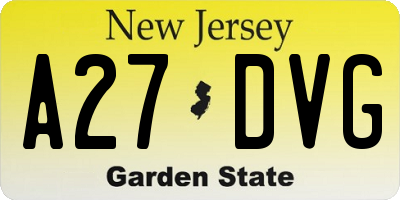 NJ license plate A27DVG