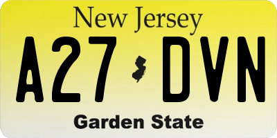 NJ license plate A27DVN