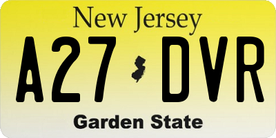 NJ license plate A27DVR
