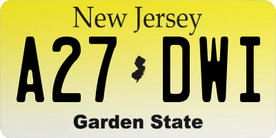 NJ license plate A27DWI
