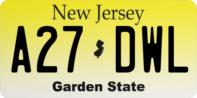 NJ license plate A27DWL